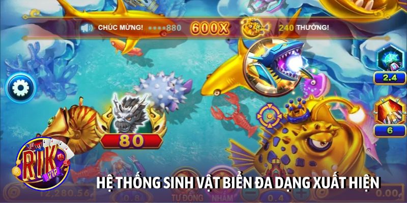 Hệ thống sinh vật biển đa dạng xuất hiện trong game